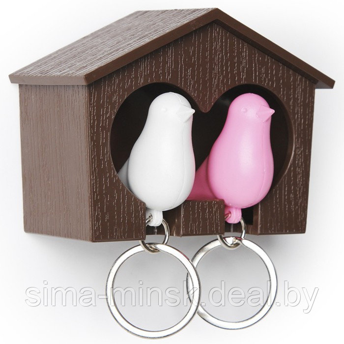 Держатель для ключей duo sparrow, коричневый/белый/розовый - фото 1 - id-p220286140