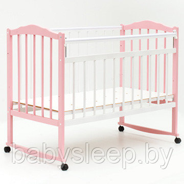 Кроватка детская "Bambini" Бамбини (Ольха). Розово-белая. Доставка.