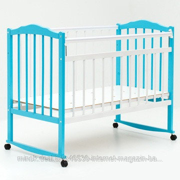 Кроватка детская "Bambini" Бамбини (Ольха). Бело-голубая. - фото 1 - id-p31613012