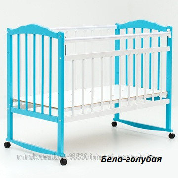 Кроватка детская "Bambini" Бамбини (Ольха). Бело-голубая. - фото 7 - id-p31613012