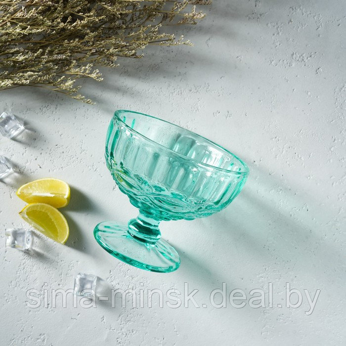 Креманка стеклянная Magistro «Ла-Манш», 350 мл, d=12 см, цвет бирюзовый - фото 4 - id-p220287980