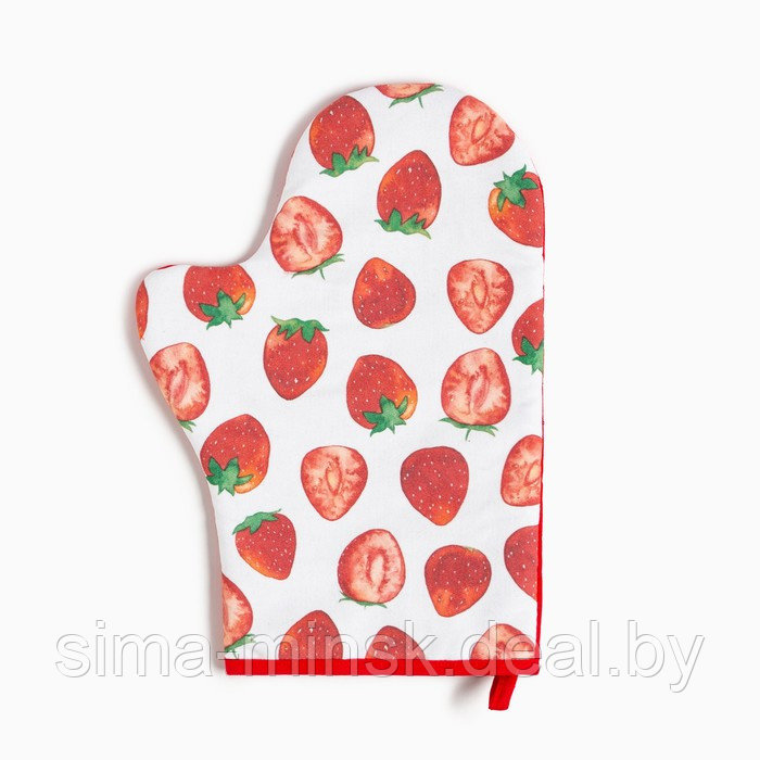 Набор подарочный Strawberry: полотенце, варежка-прихватка, кисть, лопатка, венчик - фото 5 - id-p220288043