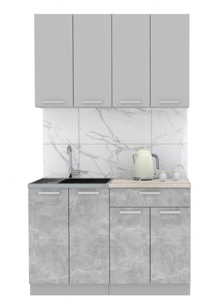 Кухня Мила Лайт 1.2 Серебро - Бетон