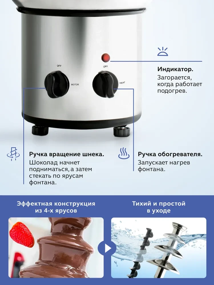 Шоколадный фонтан-фондю Chocolate Fondue Fountain - фото 5 - id-p220288878