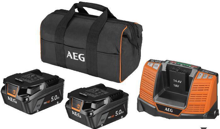 Аккумулятор с зарядным устройством AEG Powertools SETLL1850SHD 4935478945 (2x18В/5 Ah + 18В, сумка) - фото 1 - id-p220285116