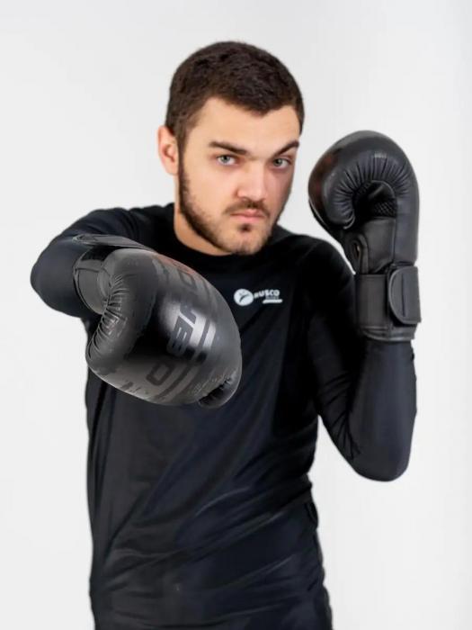 Боксерские перчатки для тайского бокса кикбоксинга единоборств взрослые и детские снарядные кожаные черные - фото 3 - id-p220289871