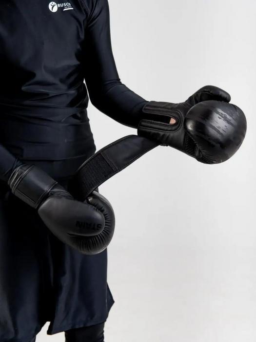 Боксерские перчатки для тайского бокса кикбоксинга единоборств взрослые и детские снарядные кожаные черные - фото 7 - id-p220289871