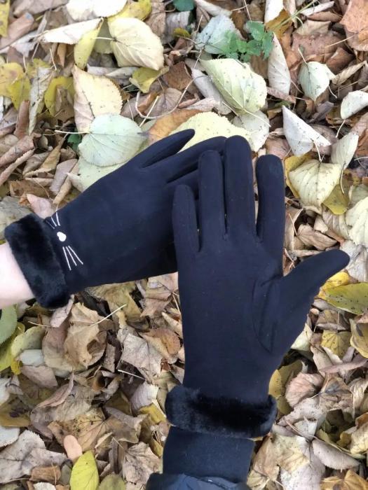 Перчатки женские зимние теплые флисовые для сенсорного экрана черные с мехом подростковые на девочку - фото 6 - id-p220290162