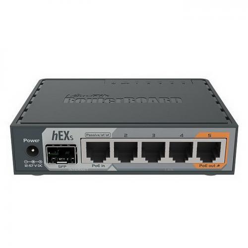 Маршрутизатор MikroTik hEX S with Dual Core 880MHz MHz CPU, 256MB RAM, 5 Gigabit LAN ports, SFP, USB, PoE-out