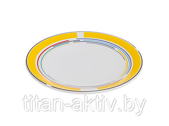 Тарелка десертная керамическая, 199 мм, круглая, серия Самсун, желтая полоска, PERFECTO LINEA (Супер