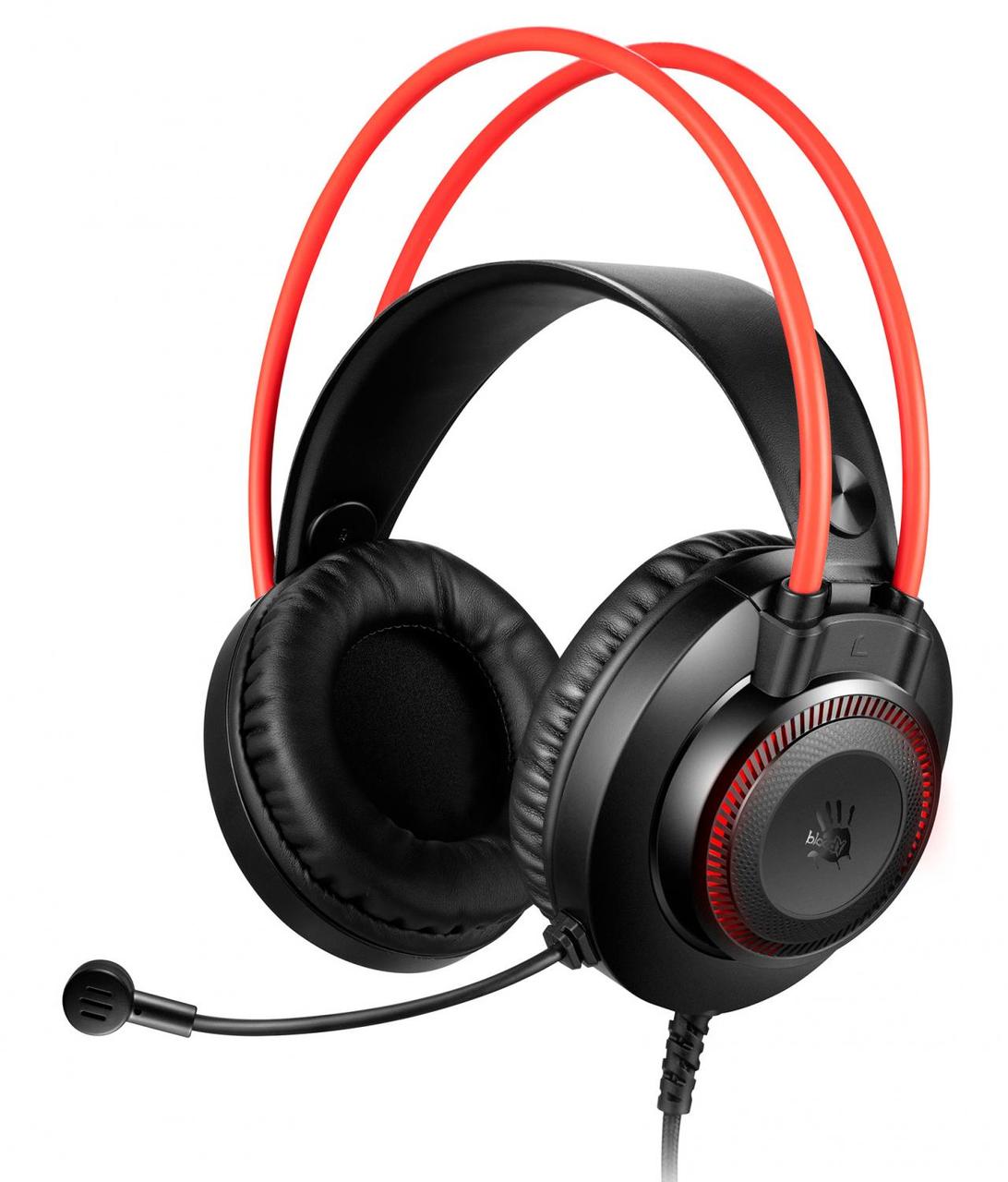 Наушники с микрофоном A4Tech Bloody G200 черный/красный 2м мониторные оголовье (G200 AUX3.5-4PIN +USB) - фото 1 - id-p220291981