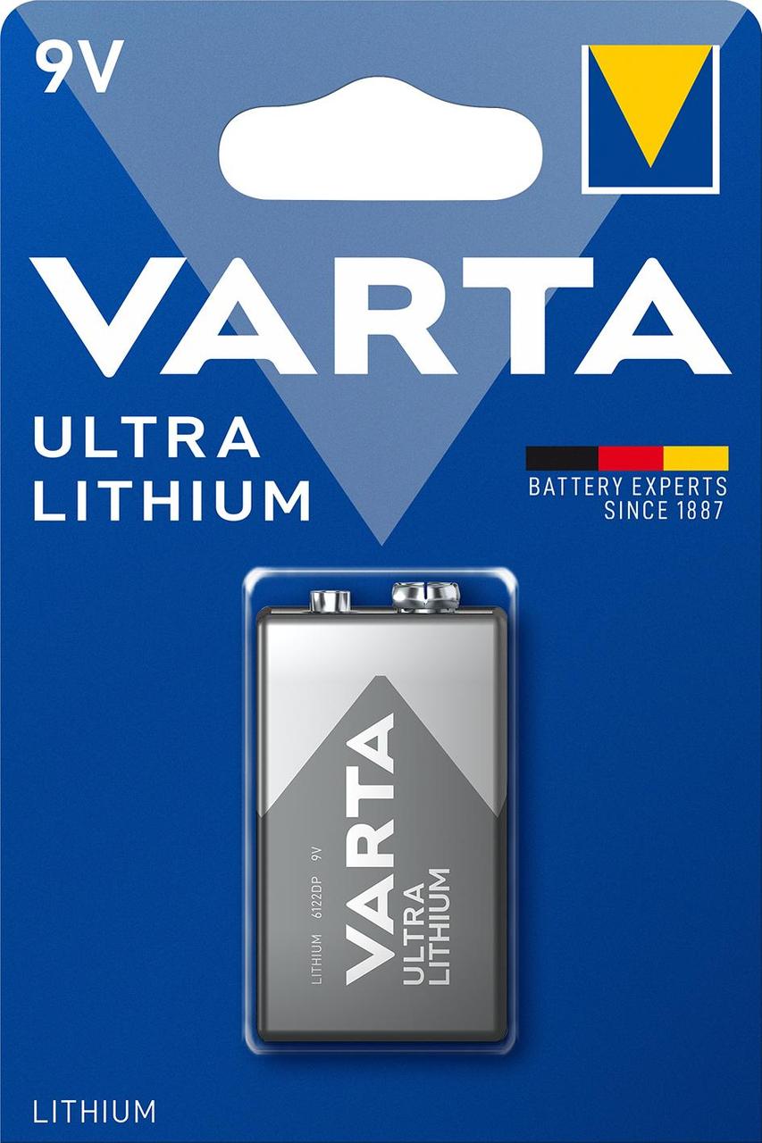 Батарейка Varta ULTRA Крона 6FR22 BL1 Lithium 9V (6122) (1/10/50) - фото 1 - id-p220292100