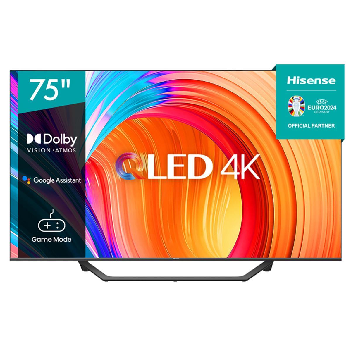 Телевизор QLED Hisense 75" 75A7GQ черный 4K Ultra HD 120Hz DVB-T DVB-T2 DVB-C DVB-S DVB-S2 WiFi Smart TV - фото 1 - id-p218806990