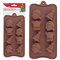 Форма для шоколадных конфет силиконовая "Новый год" 21.5x10.5x1.8 см. (2-92 VL)
