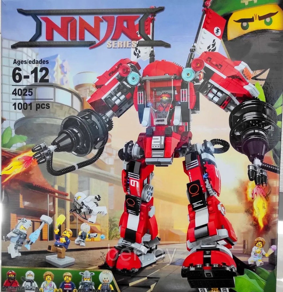 4025 Конструктор Ninjago Movie Bela Огненный робот Кая, 1001 деталь, аналог Lego 70615