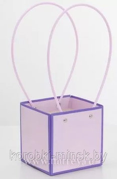 Пакет подарочный "Мастхэв с цветной окантовкой", 12,5х11,5х12,5 см,, Лавандовый