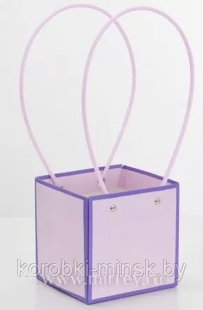 Пакет подарочный "Мастхэв с цветной окантовкой", 12,5х11,5х12,5 см,, Лавандовый - фото 1 - id-p220297286