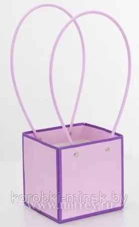 Пакет подарочный "Мастхэв с цветной окантовкой", 12,5х11,5х12,5 см, , нежно-сиреневый