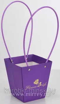 Пакет подарочный "Мастхэв. Flower life", малый, 13,5х9,5х15 см., фиолетовый