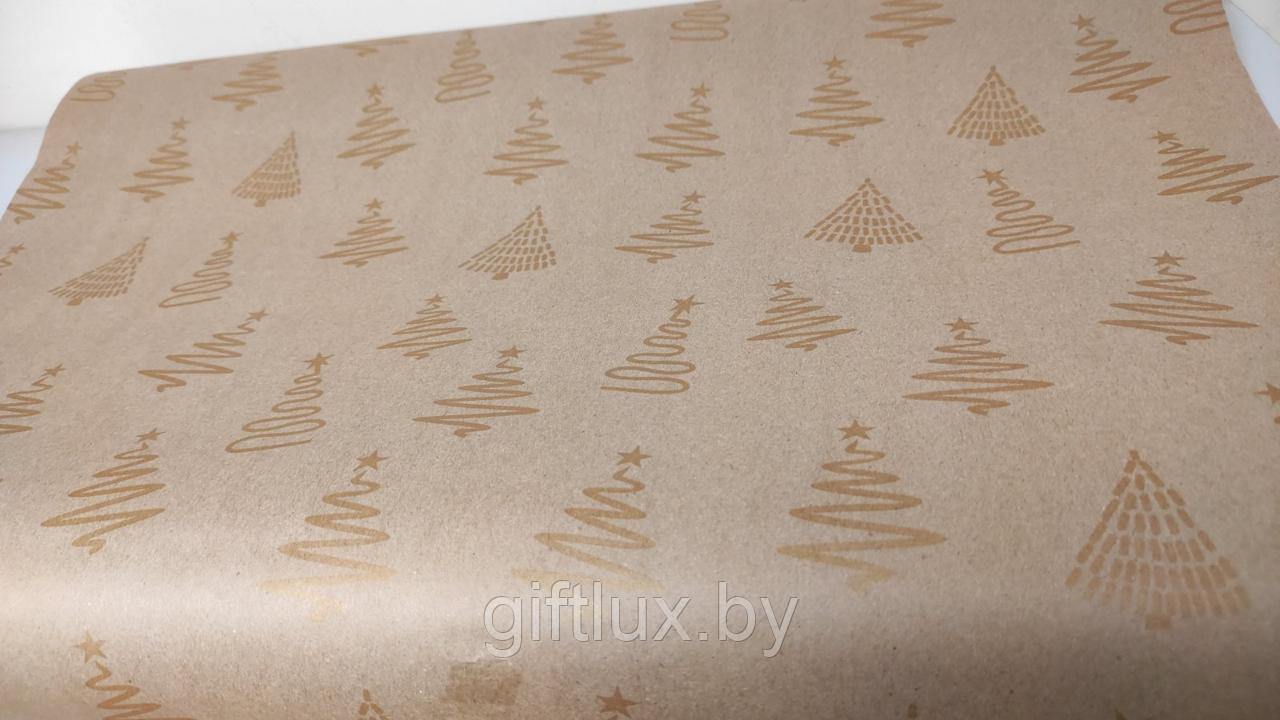Бумага Крафт с печатью Елочки 60 см *10 м , 70 гр