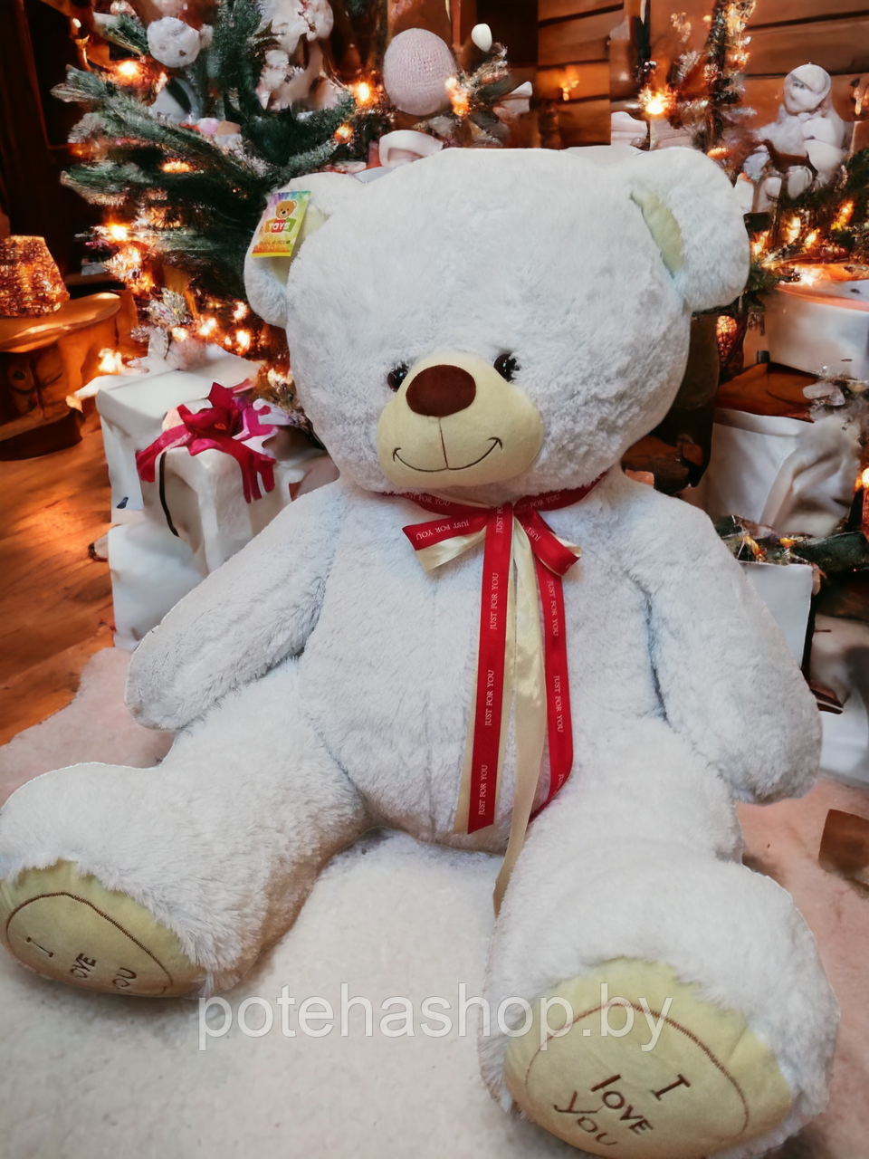 Мягкая игрушка Медведь сидя 80 см, белый - фото 1 - id-p220367987