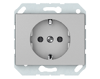 Розетка с заземлением без рамки, металлик