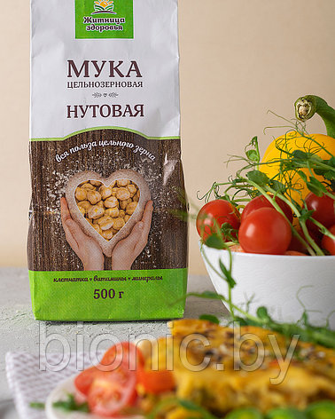 Мука нутовая цельнозерновая "Житница здоровья", 500г, фото 2