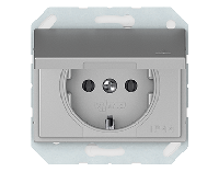 Розетка с заземлением, IP44, без рамки, металлик