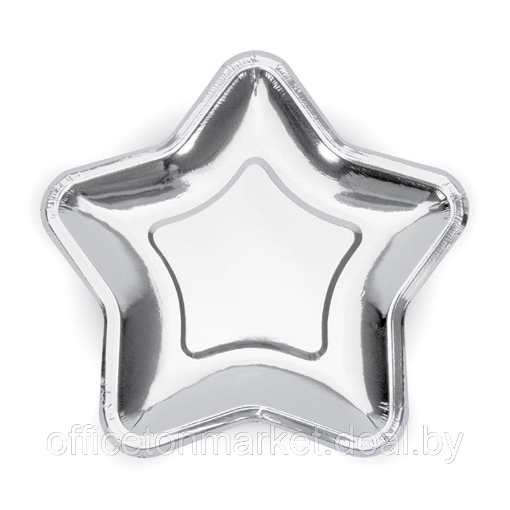 Тарелка бумажная "Star", 23 см, 6 шт, серебристый - фото 1 - id-p218615202