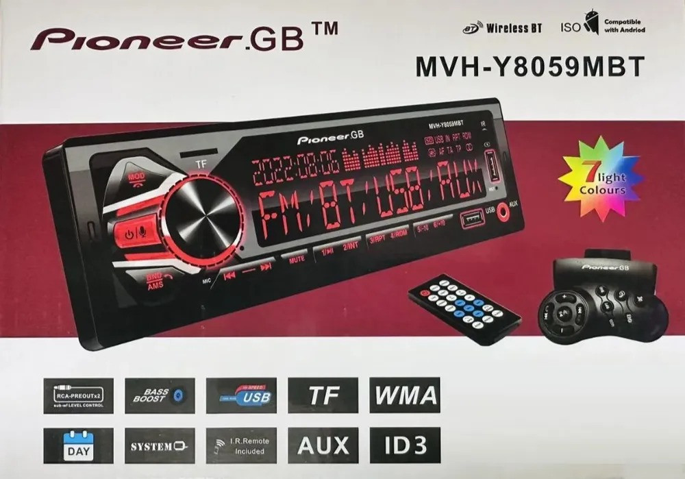 Автомагнитола 1Din Pioneer GB MVH-Y8059MBT Bluetooth