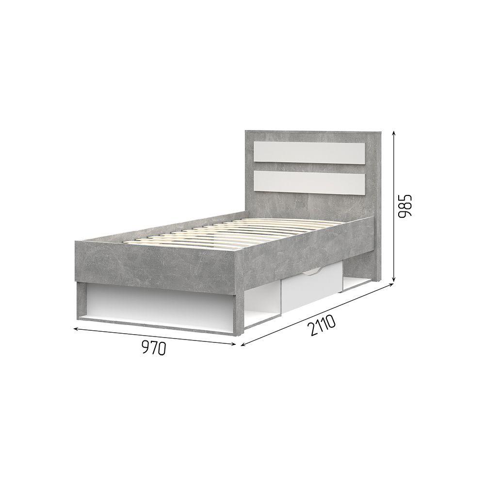 Кровать 900 Денвер (белый/ателье светлое) фабрика Стендмебель