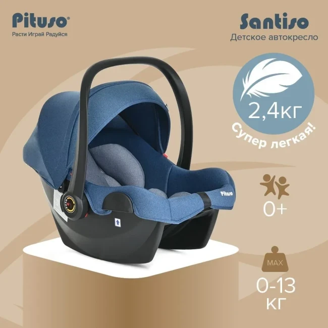 Автокресло Pituso Santiso 0-13 кг Удерживающее устройство для детей R201-Jeans Ligt Grey Джинс-светло-серое - фото 1 - id-p220462126