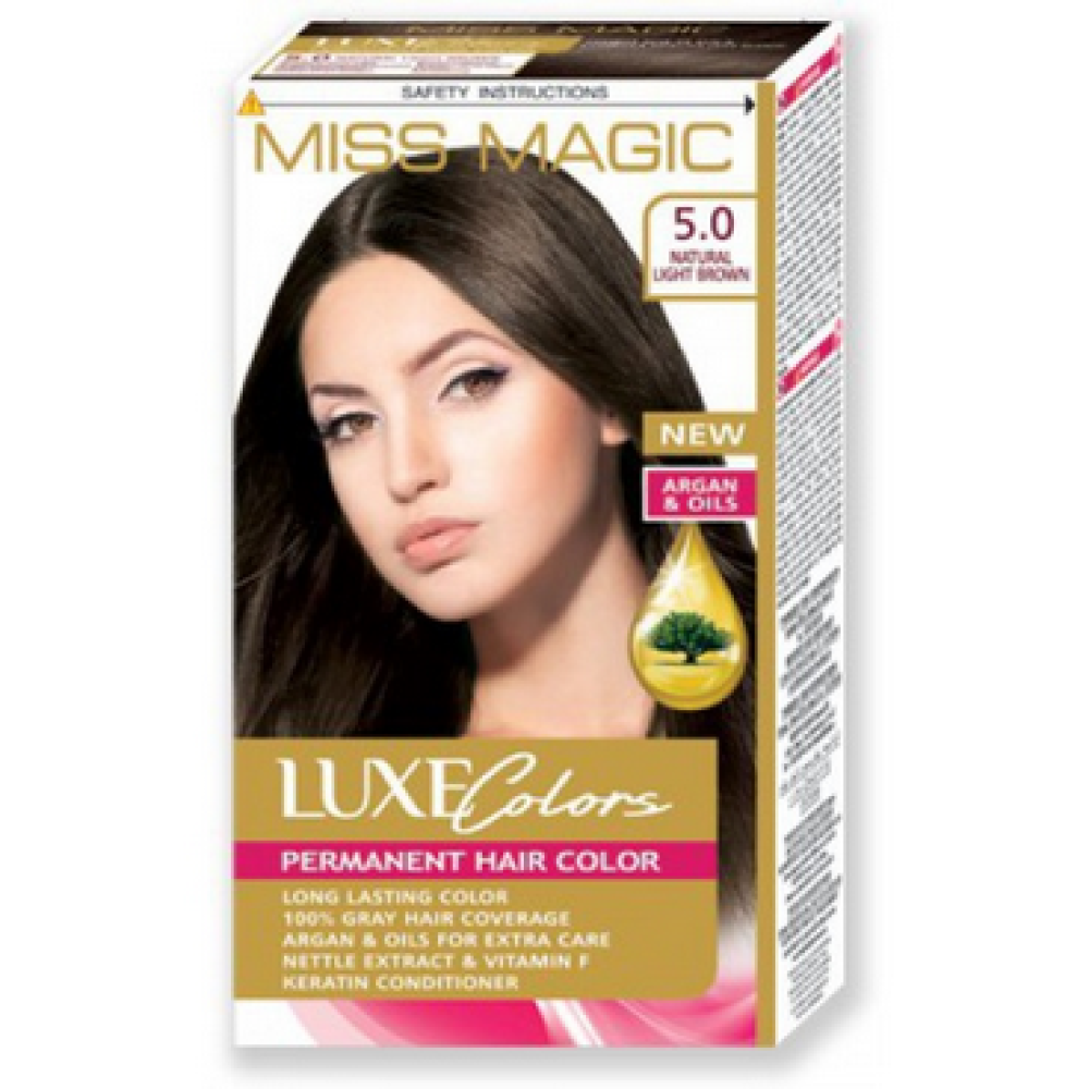 Стойкая краска д/волос "Miss Magic" LUXE COLORS 5.0- натур.св-коричн - фото 1 - id-p220462551