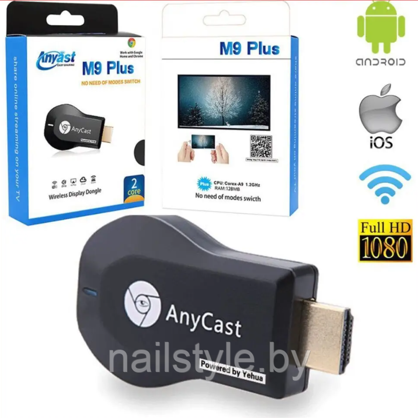 Медиаплеер ресивер WiFi в HDMI AnyCAST M9 Plus для просмотра видео со смартфона на Телевизор Display Dongle - фото 1 - id-p202060490