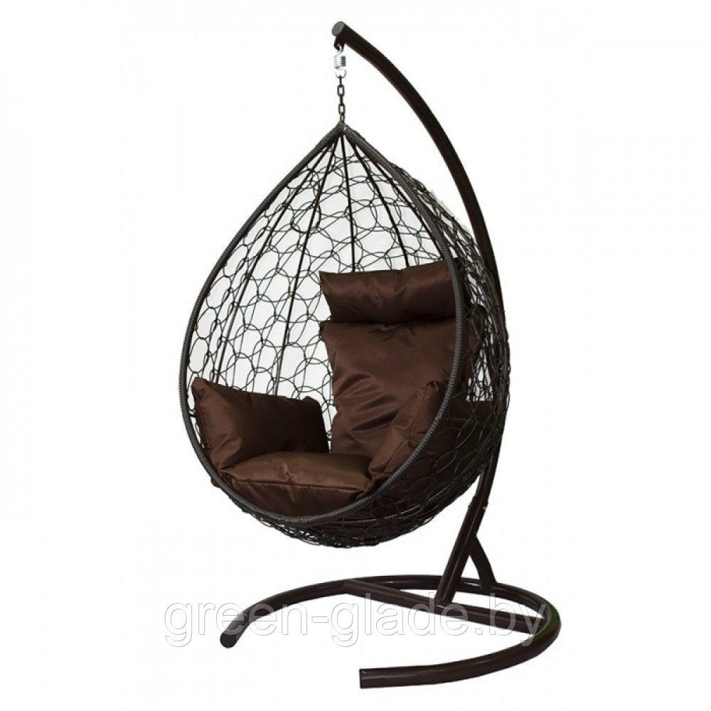 Подвесное кресло МебельСад К305 ротанг коричневый подушка темный шоколад - фото 1 - id-p220473212