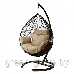 Подвесное кресло МебельСад К309 ротанг коричневый подушка капучино