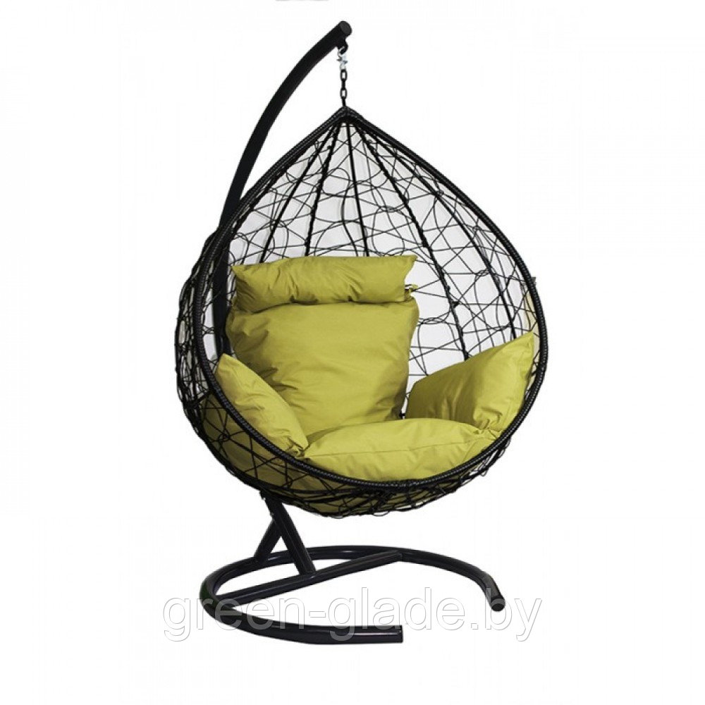Двойное подвесное кресло МебельСад К204 ротанг каркас графитовый подушка олива