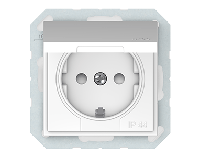 Розетка с заземлением, со шторками, IP44 без рамки, белый