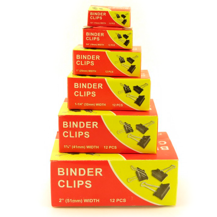 Зажимы для бумаг в наборе, черные, 15 мм, 12 шт., Binder clips - фото 2 - id-p220471924