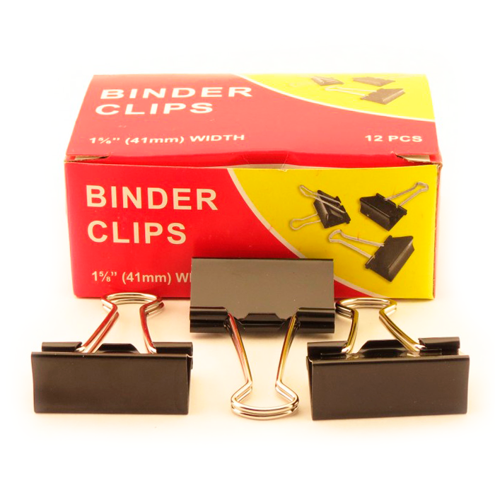 Зажимы для бумаг в наборе, черные, 41 мм, 12 шт., Binder clips - фото 1 - id-p211941244
