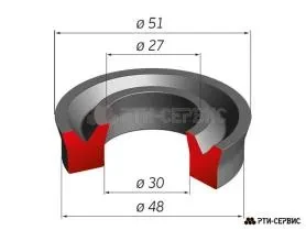 Манжета штока гидроцилиндра 48х30х11,5 артикул 0011 - фото 2 - id-p220478125