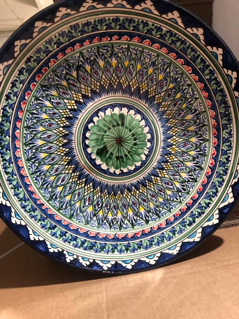 Узбекская риштановская посуда керамика Ляган - фото 7 - id-p217404350