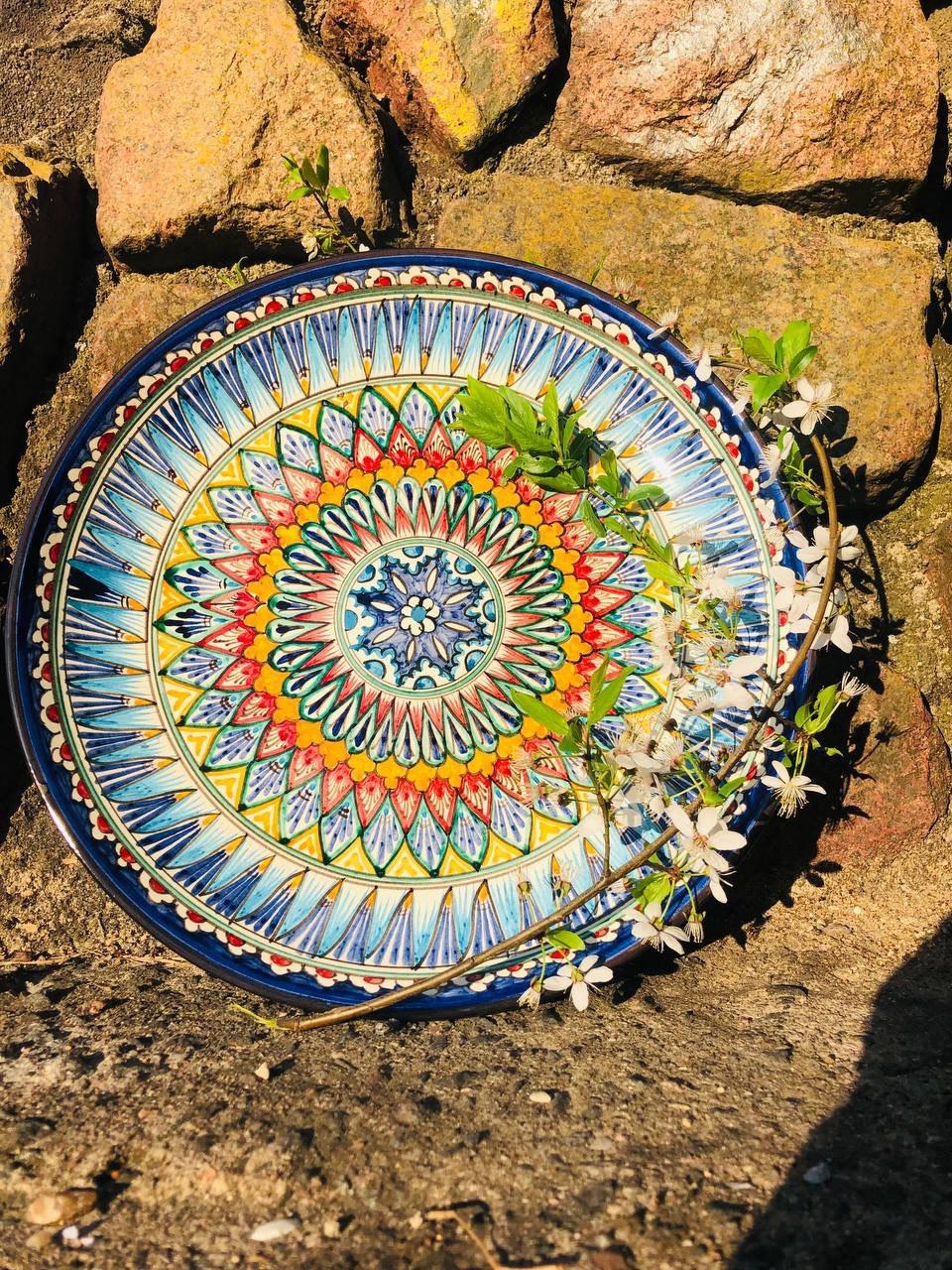 Узбекская риштановская посуда керамика Ляган 46 см - фото 8 - id-p217404358