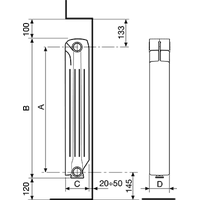Алюминиевый радиатор Fondital Calidor Super B4 350/100 V69001408 (8 секций) - фото 4 - id-p220478227