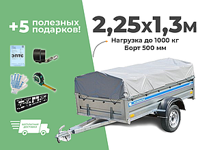 АВТОМОБИЛЬНЫЙ ПРИЦЕП КРЕМЕНЬ "ПРОФИ" 2,.25x1,3м (борт 500 мм)