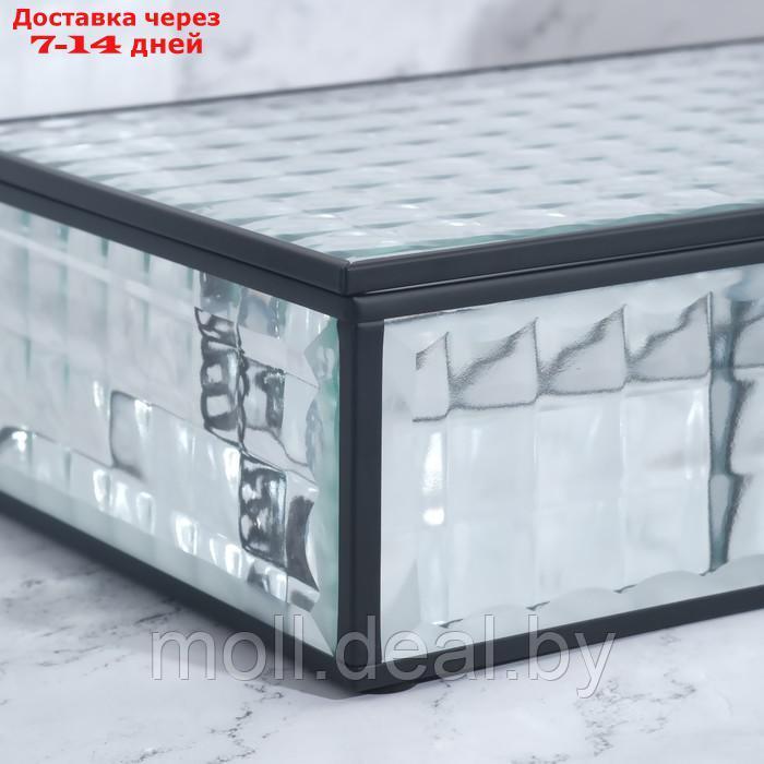 Органайзер для хранения "Square", 1 секция, с крышкой, стеклянный, с зеркальным основанием, 20 × 16 см, цвет - фото 8 - id-p218424992