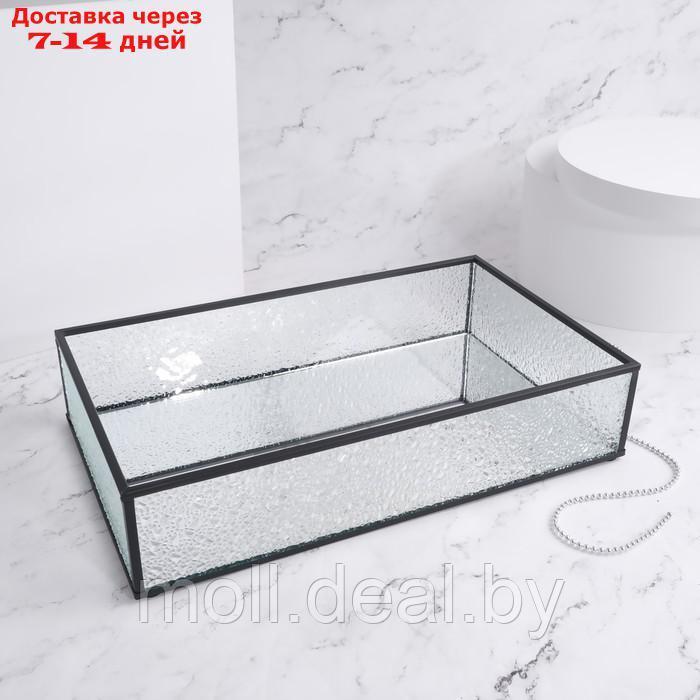 Органайзер для хранения "Wet Glass", 1 секция, стеклянный, с зеркальным основанием, 29 × 17,5 см, цвет - фото 2 - id-p218424998