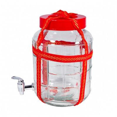 Бутыль (банка) стеклянная с гидрозатвором и краником 25 л