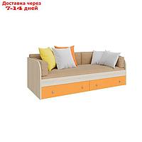 Детская одноярусная кровать "Астра", цвет дуб молочный / оранжевый