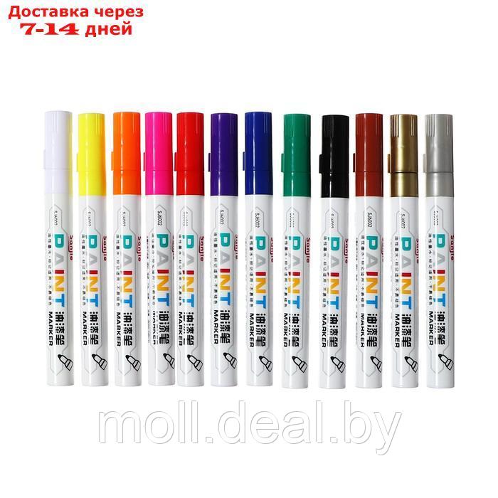 Набор маркер-краска (лаковый), 12 цветов, наконечник пулевидный - фото 1 - id-p220459808